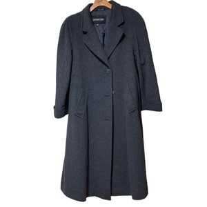 London Fog Dark Gray 100% Wool Jacket Full Length Thermore T37 Coat Size 14 REG